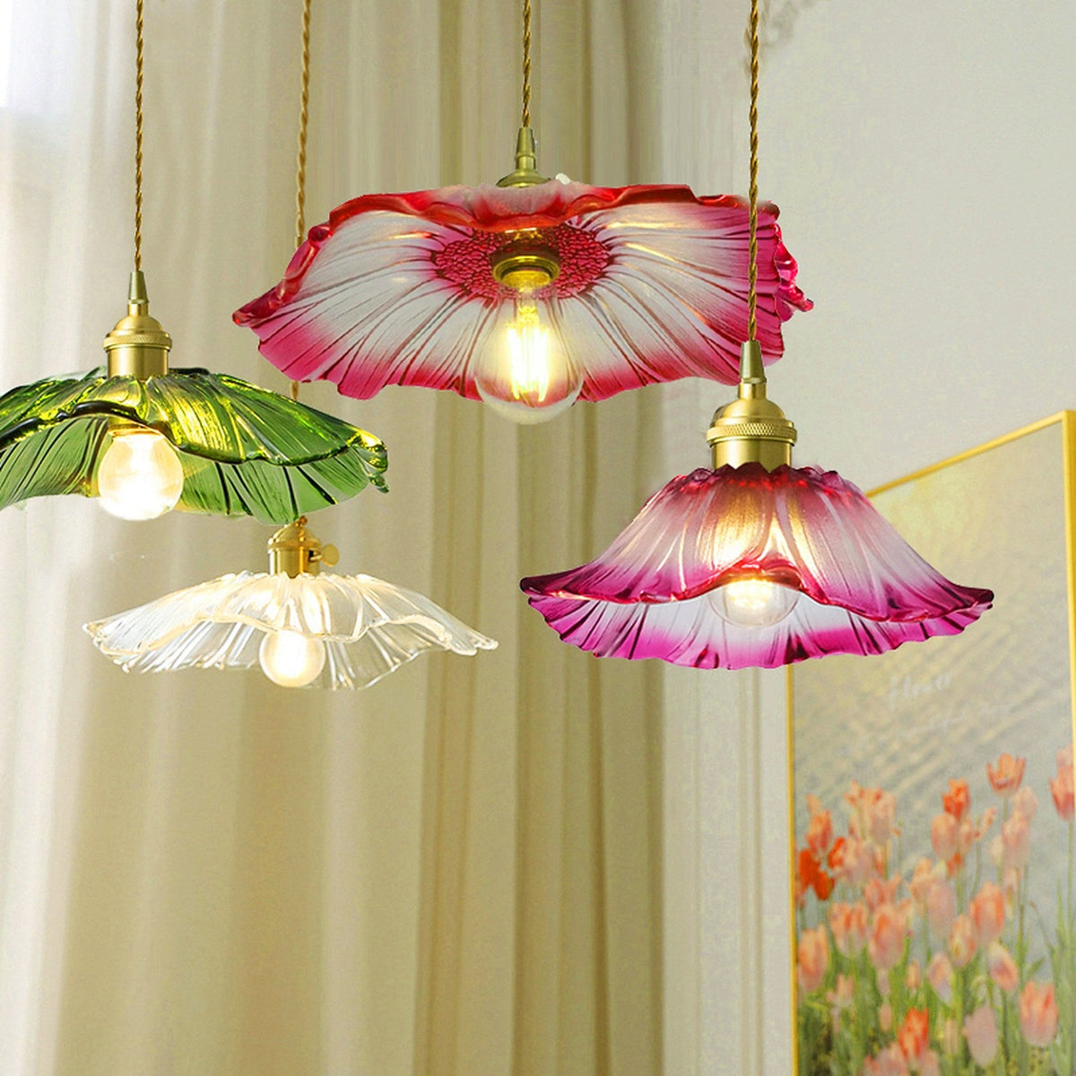 Suspension fleur de verre