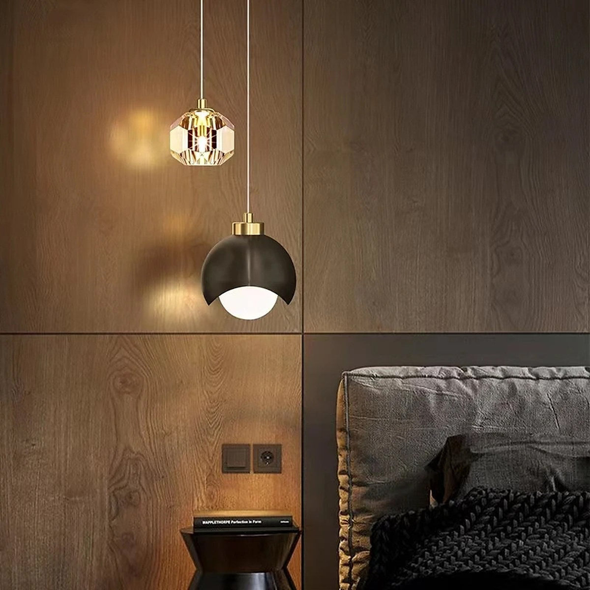 Suspension globe de verre pour chevet