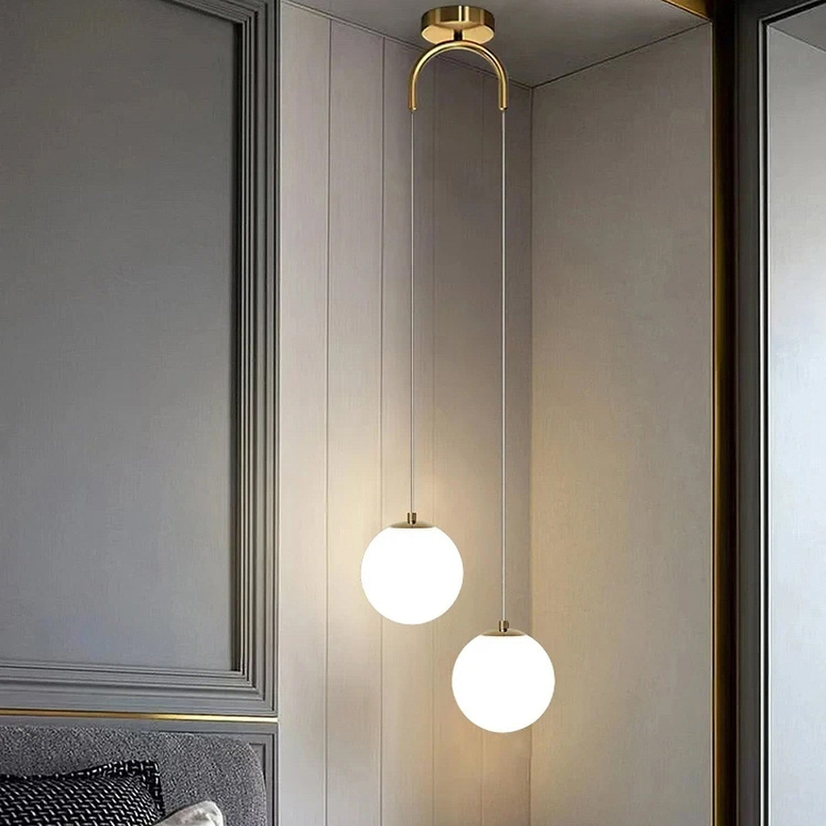 Suspension verre LED en grappe