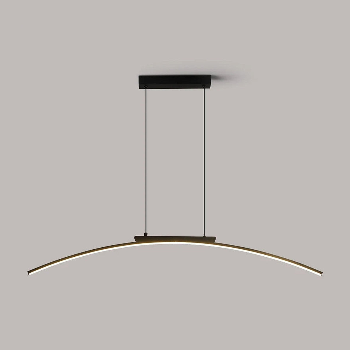 Suspension arche LED noire, barre incurvée pour table à manger